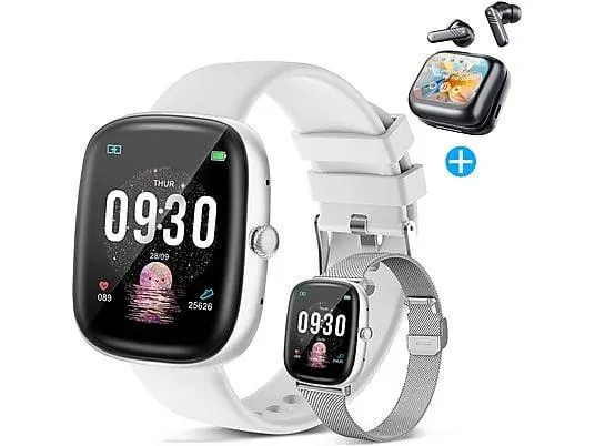 SYTIFRO LX39 Smartwatch Silikon, 240 mm, Schwarz/Gold/Silver