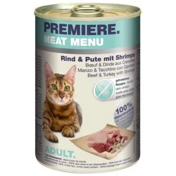 PREMIERE Meat Menu Adult Rind mit Pute und Shrimps 6x400 g