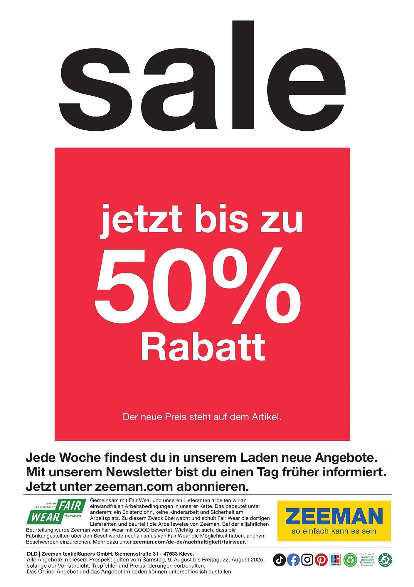 Zeeman Prospekt von 9. August bis 15. August 2025 - Prospekt seite 32