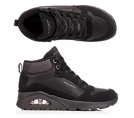 SKECHERS Damen-Sneaker Uno Stacre Shine Materialmix Memory Foam