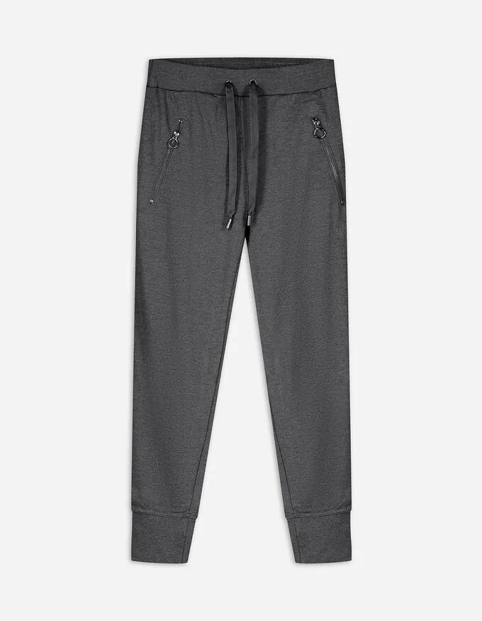 Joggingové kalhoty - Na spodním lemu šňůrka na stažení - tmave seda