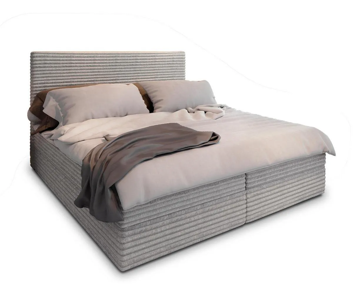 PISA 160x200 cm mit Matratze und Topper - Hellgrau