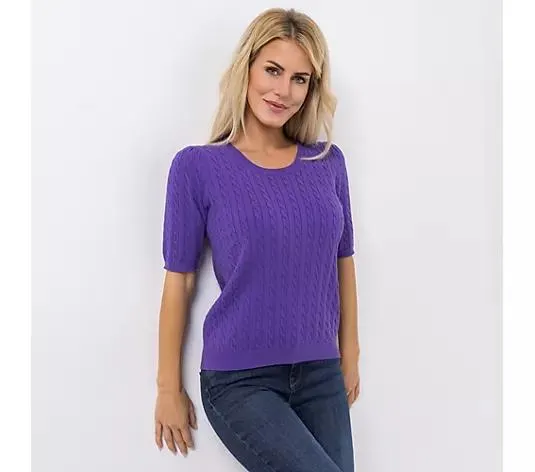 ANNI FOR FRIENDS Pullover, 1/2-Arm Rundhalsausschnitt Struktur-Strick figurbetont