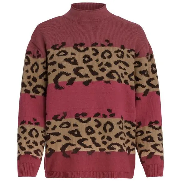 Damen Strickpullover mit Leo-Muster