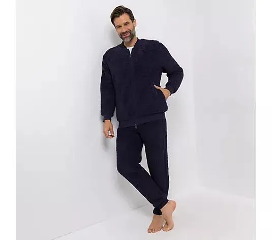 MONT CHALET Herren-Hausanzug,2tlg College Stil Schäfchenfell Seitentaschen