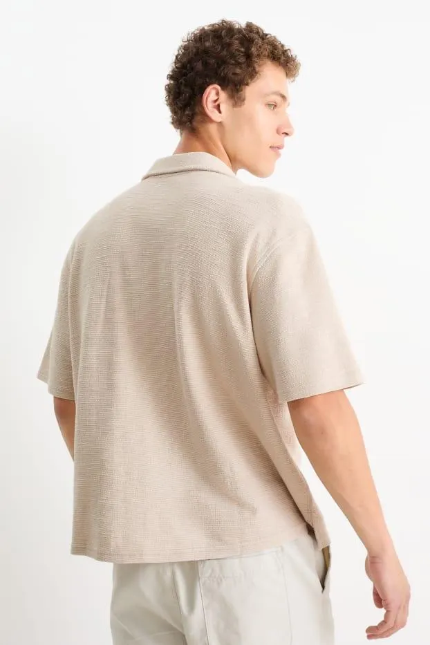 Shirt - relaxed fit - lapel collar - textured