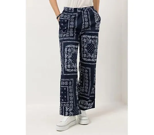 STEFFEN SCHRAUT Hose Seitennahttaschen Allover-Druck weites Bein