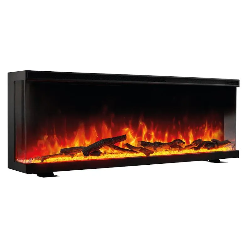 KAMINIO Elektrokamin LEA - Elektrischer 3-in-1 Kamin mit Panoramaview, Heizung, 3D-Flammeneffekt, 12 Flammenfarben, Fernbedienung - 50 Zoll