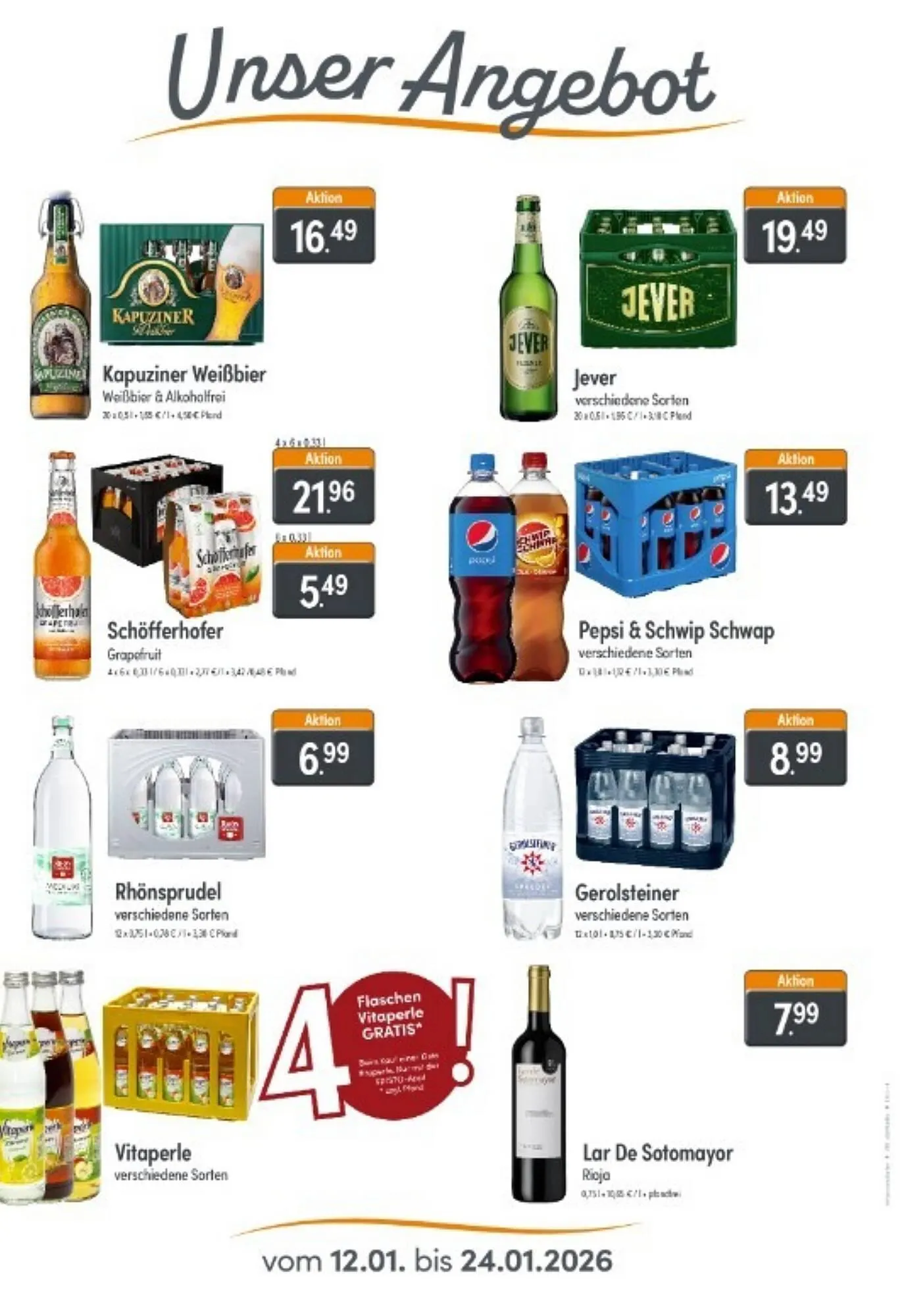 Fristo Getränkemarkt Prospekt von 12. Januar bis 24. Januar 2026 - Prospekt seite 1