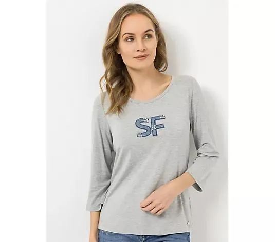 STRANDFEIN Shirt, 3/4-Arm Rundhalsausschnitt OEKO-TEX® Logo-Applikation