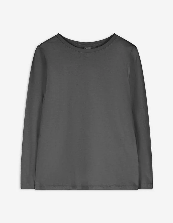 Tričko s dlouhým rukávem - Základní - tmave seda