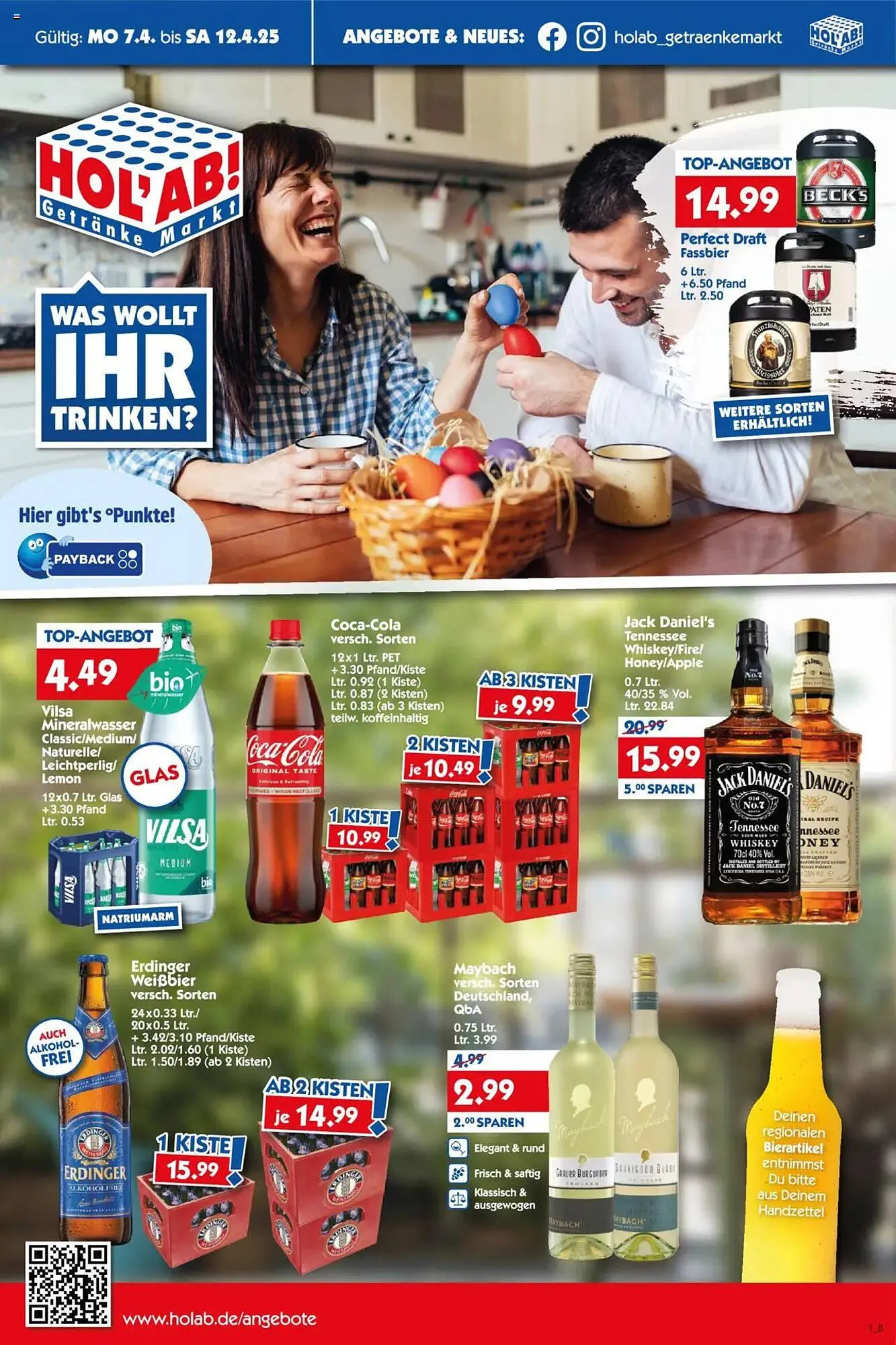Hol'ab Getränkemarkt Prospekt von 7. April bis 12. April 2025 - Prospekt seite 1