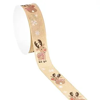 Stoffband "Rentier", creme, 25 mm, 5 m