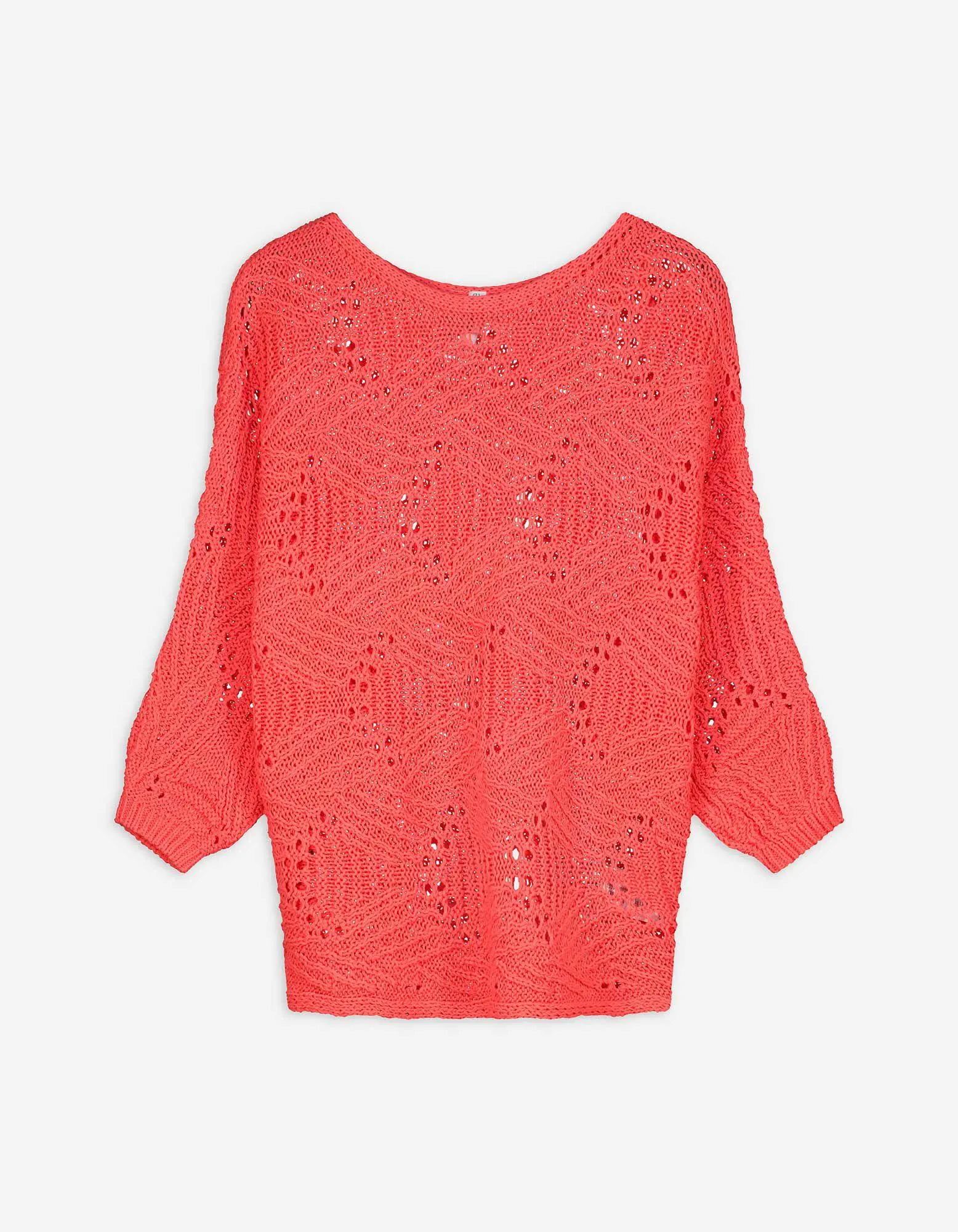 Strickpullover - Fledermausärmel - hellrot