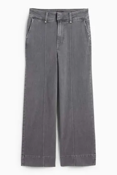 Cropped wide leg jeans - high waist