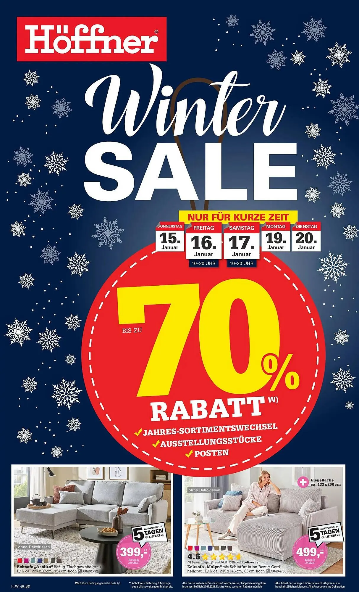 Höffner Prospekt von 9. Januar bis 20. Januar 2026 - Prospekt seite 1