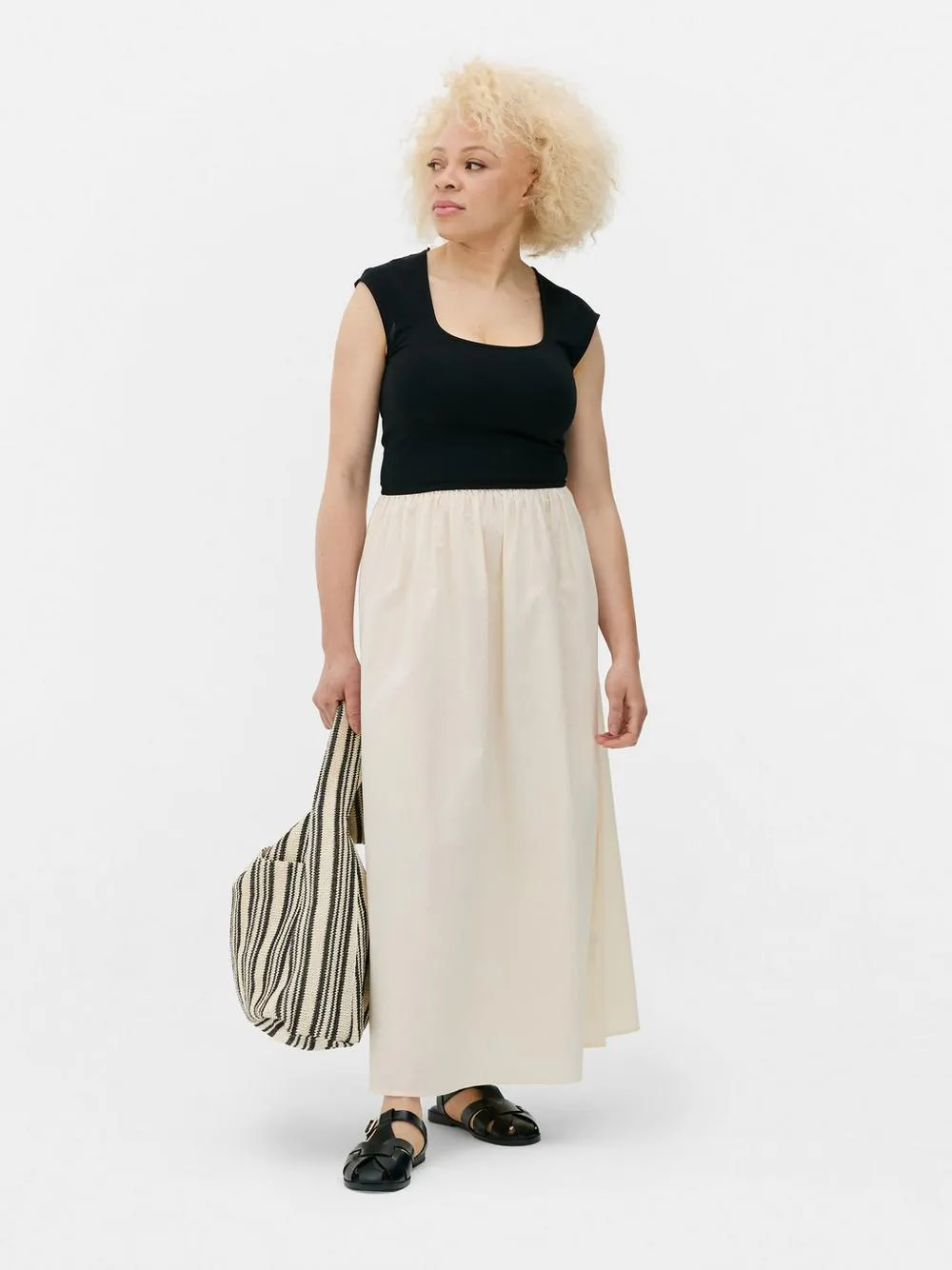 2-in-1 Contrasting Jersey Midi Dress