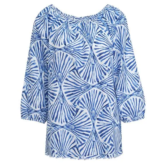 Damen Leinen-Bluse mit Fransen