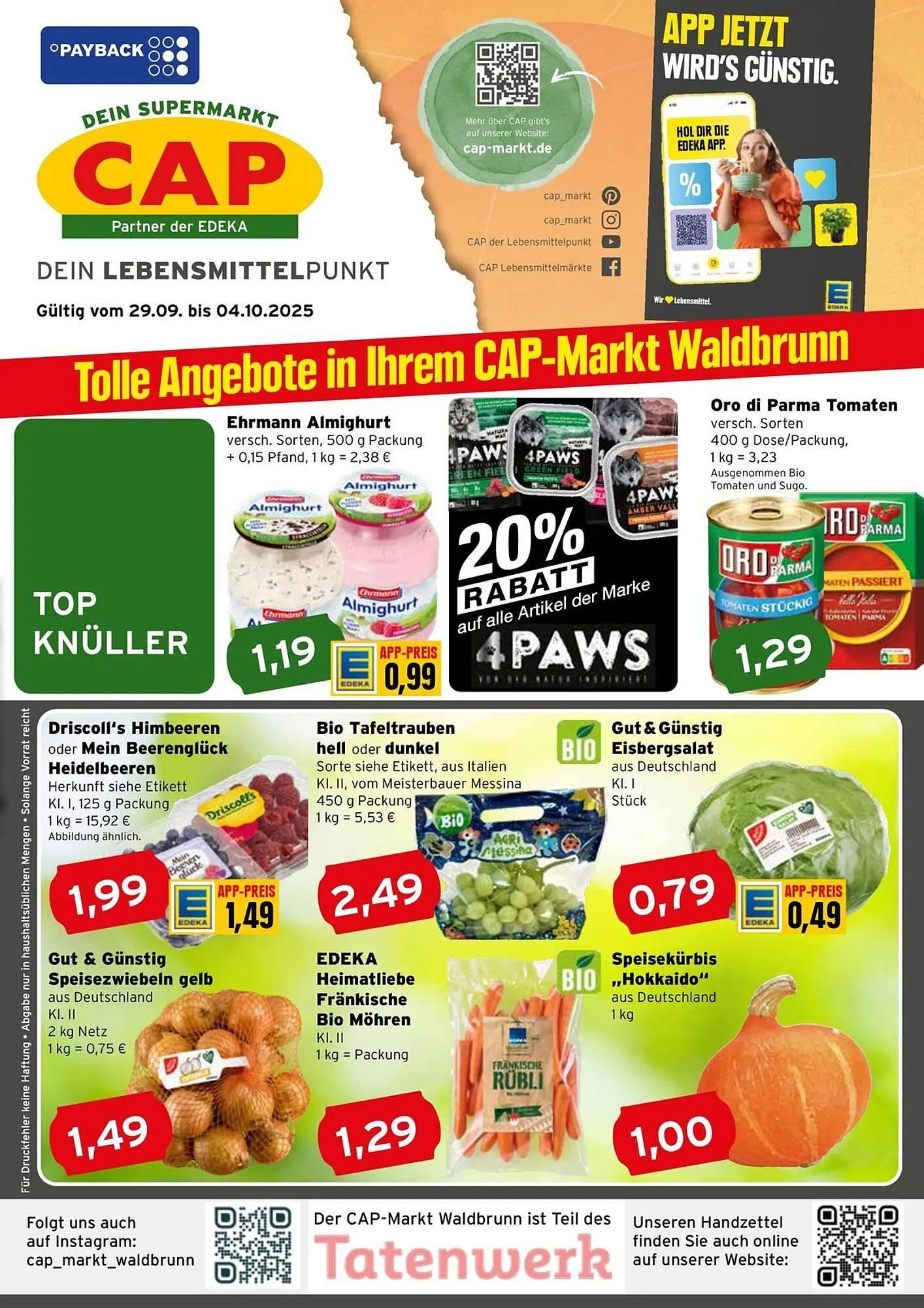 CAP Markt Prospekt von 29. September bis 4. Oktober 2025 - Prospekt seite 1