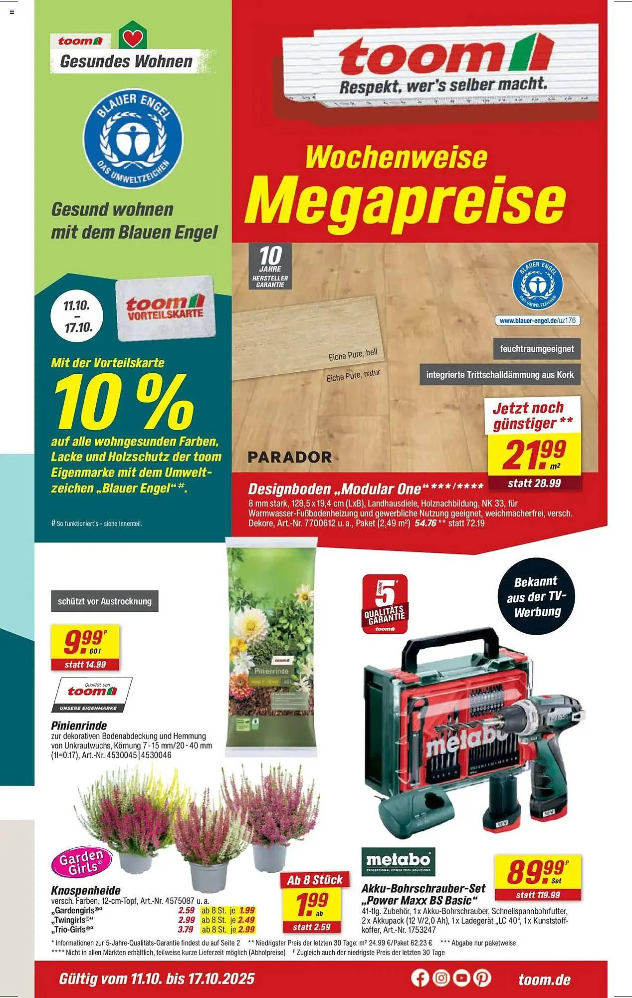 Toom Baumarkt Prospekt von 11. Oktober bis 17. Oktober 2025 - Prospekt seite 1