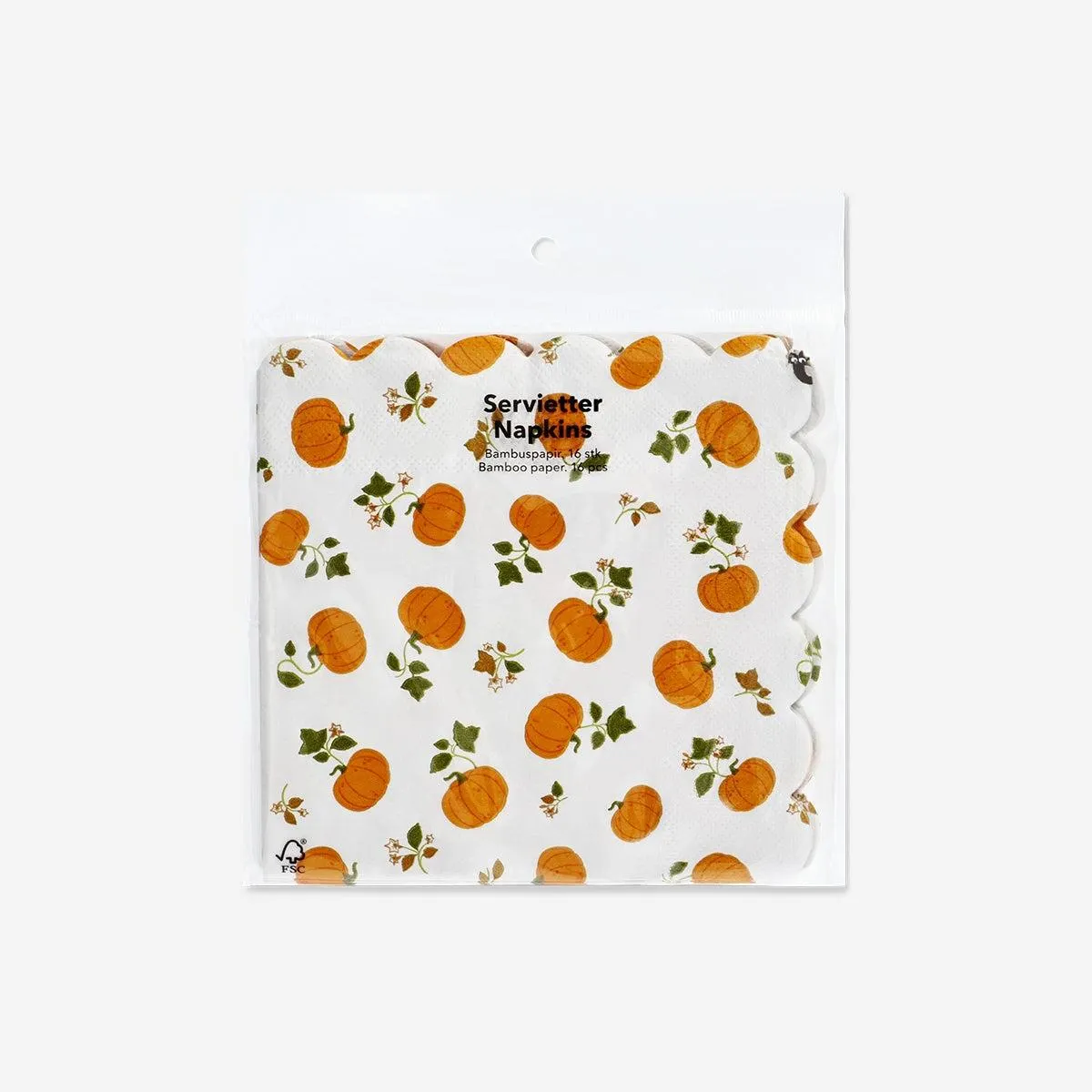 Pumpkin napkins with scalloped edges - 16 pcs