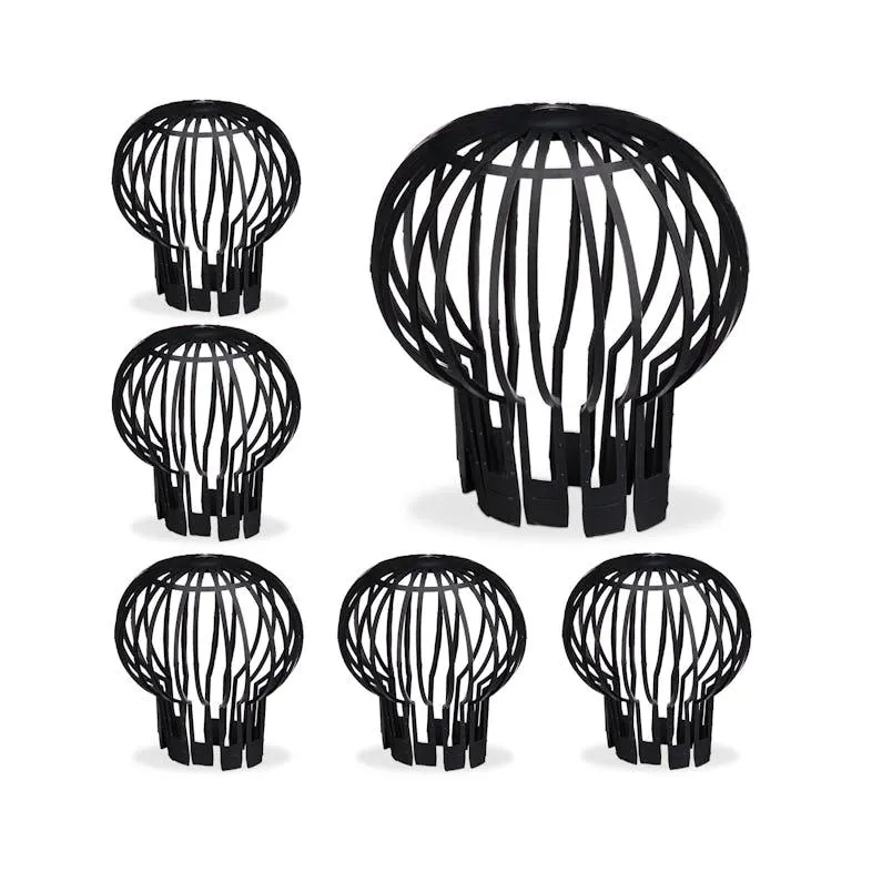 Relaxdays Dachrinnen Laubschutz, 6er Set, Ø 13 cm, gegen Verstopfen von Fallrohren, Kunststoff, Dachrinnensieb, schwarz