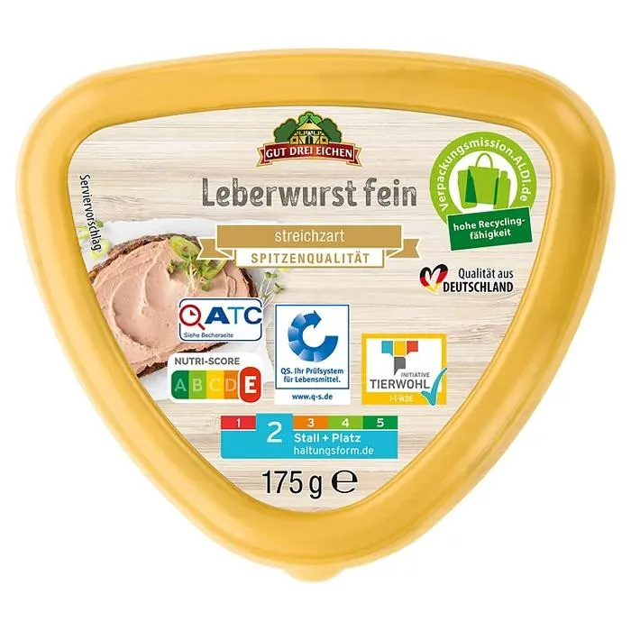 GUT DREI EICHEN Leberwurst im Becher 175 g, Fein