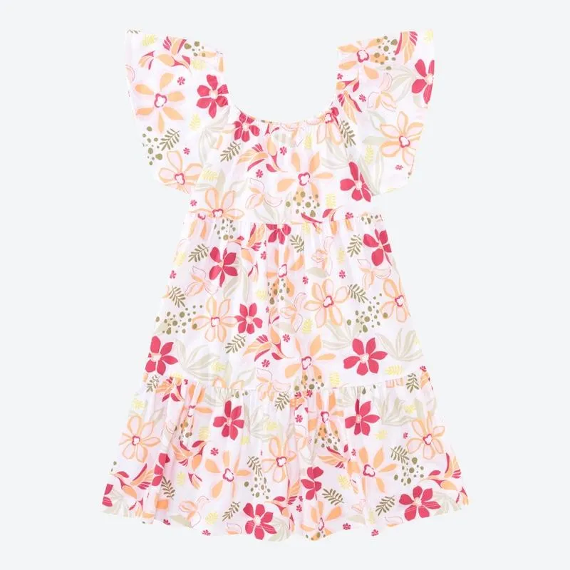 Kinder-Mädchen-Kleid mit Blumen-Druck