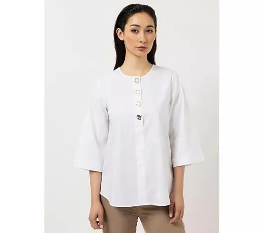 STEFFEN SCHRAUT Bluse, 3/4 Arm Armriegel Schmuckknöpfe leger weit