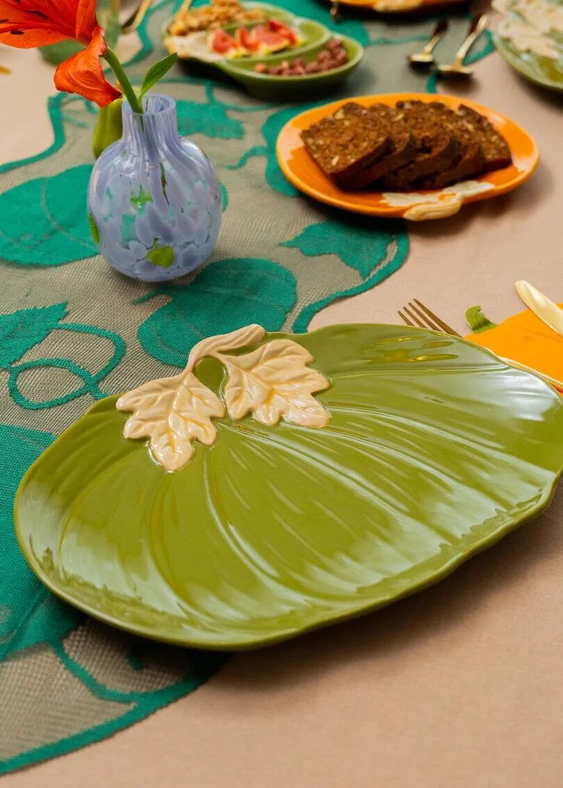 Green pumpkin serving plate - 33 cm
