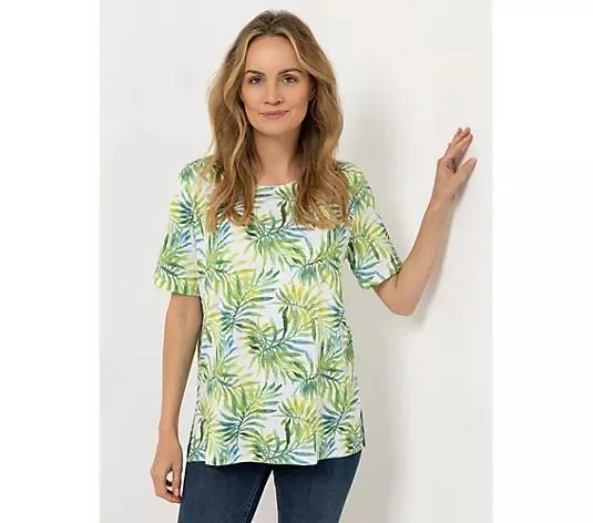 IN-PRINT Shirt, 1/2-Arm Rundausschnitt Seitenschlitze Allover-Druck