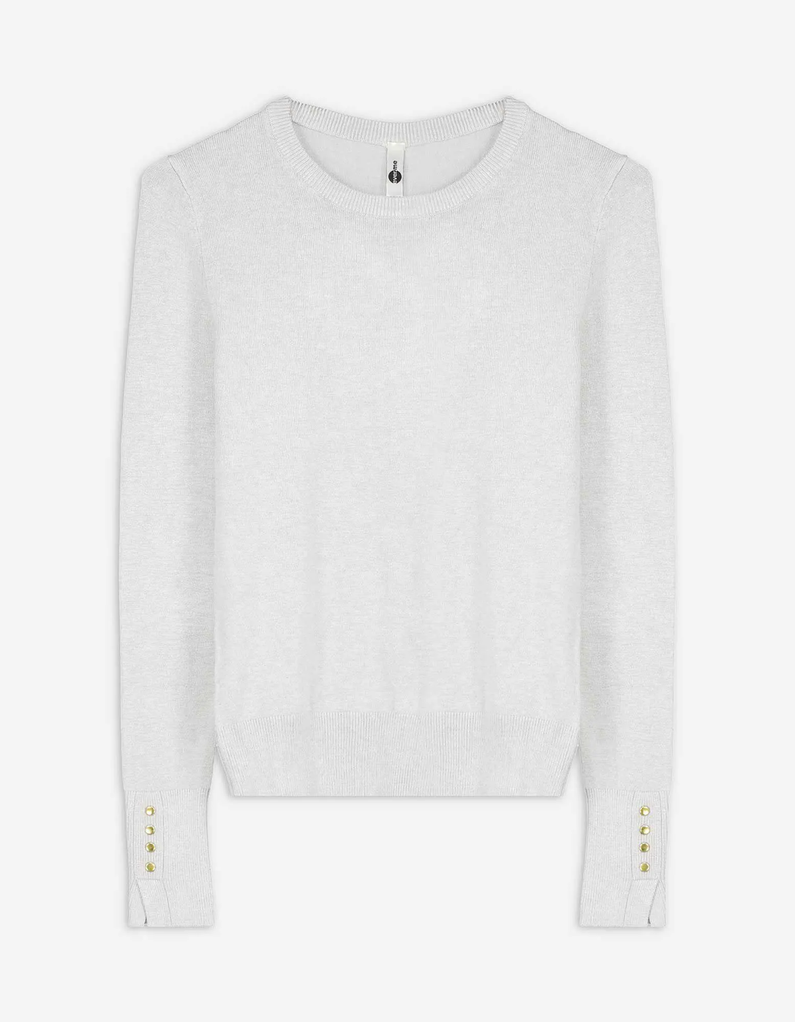 Strickpullover - Zierknöpfe - weiß