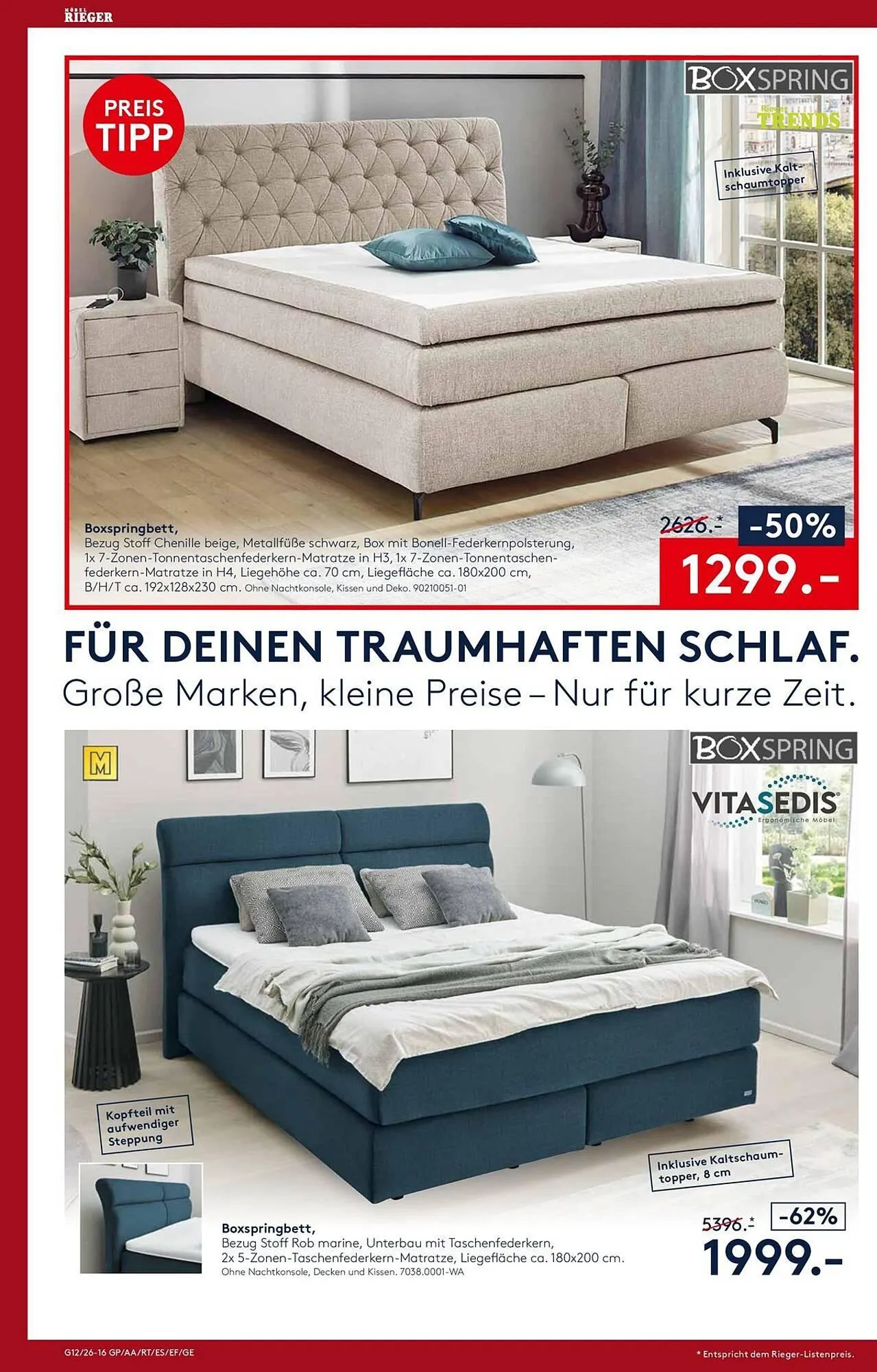 Möbel Rieger Prospekt von 26. März bis 9. April 2026 - Prospekt seite 16