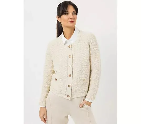 STEFFEN SCHRAUT Strickjacke Rundhalsausschnitt Knopfleiste figurbetont