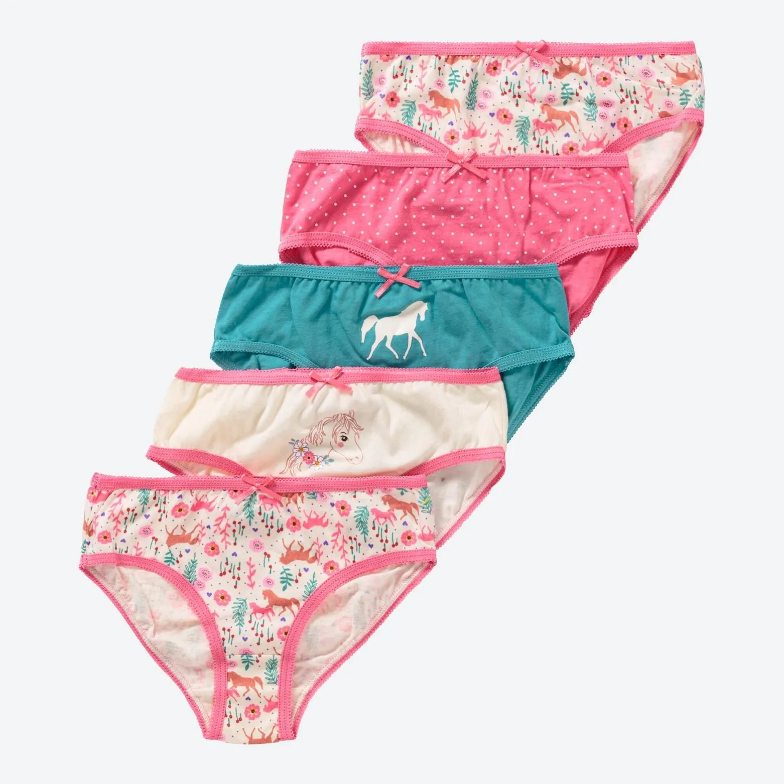 Kinder-Mädchen-Slips aus Baumwolle, 5er-Pack