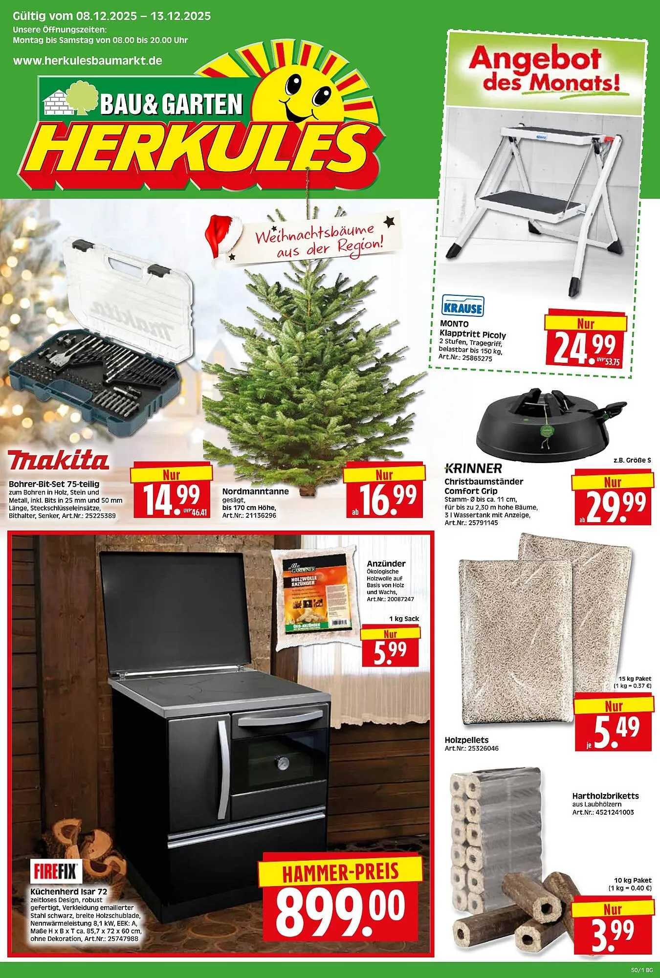 Herkules Baumarkt Prospekt von 8. Dezember bis 13. Dezember 2025 - Prospekt seite 1