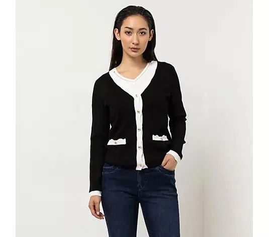 STEFFEN SCHRAUT Strickjacke Wellenkante Kontrastdetails figurumspielend