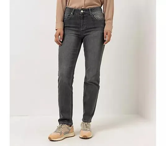 STEFFEN SCHRAUT Jeans, 5-Pocket lange Form Nietendetails gerades Bein