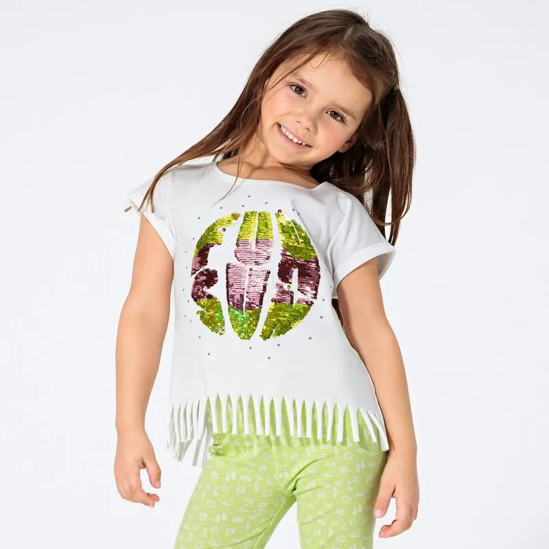 Kinder-Mädchen-T-Shirt mit Wendepailletten