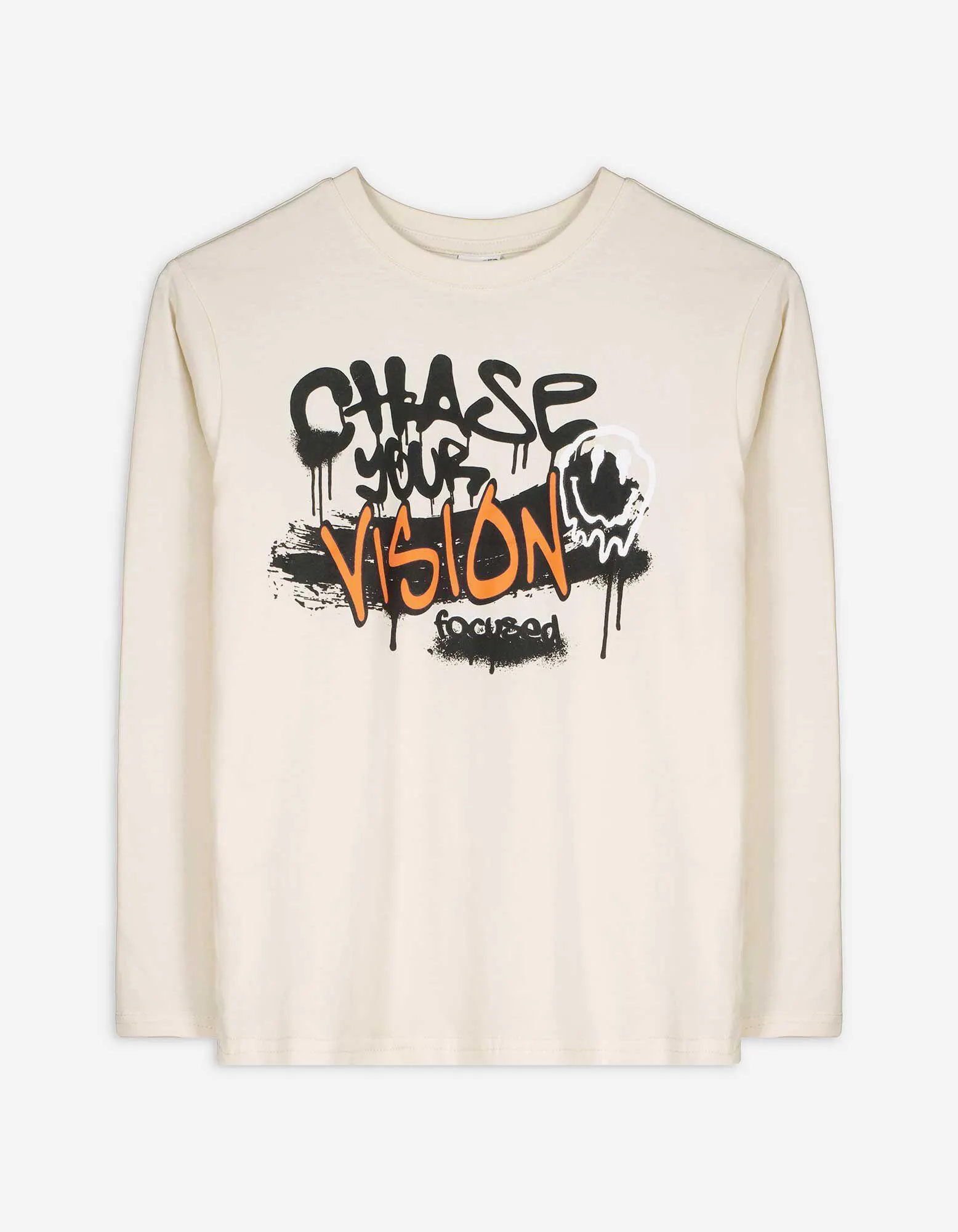 Langarmshirt - Frontprint - weiß