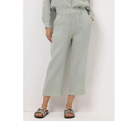 DINE 'N' DANCE Leinenhose Flamenco Rundumdehnbund 7/8-Länge weites Bein