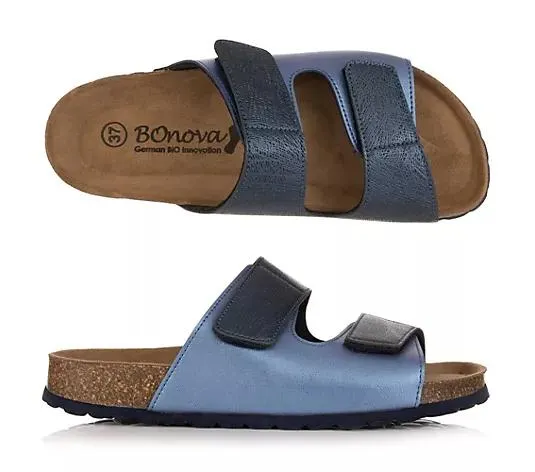 BONOVA Damen-Pantolette Bonoperlato Klettverschluss Absatz ca. 1,5cm
