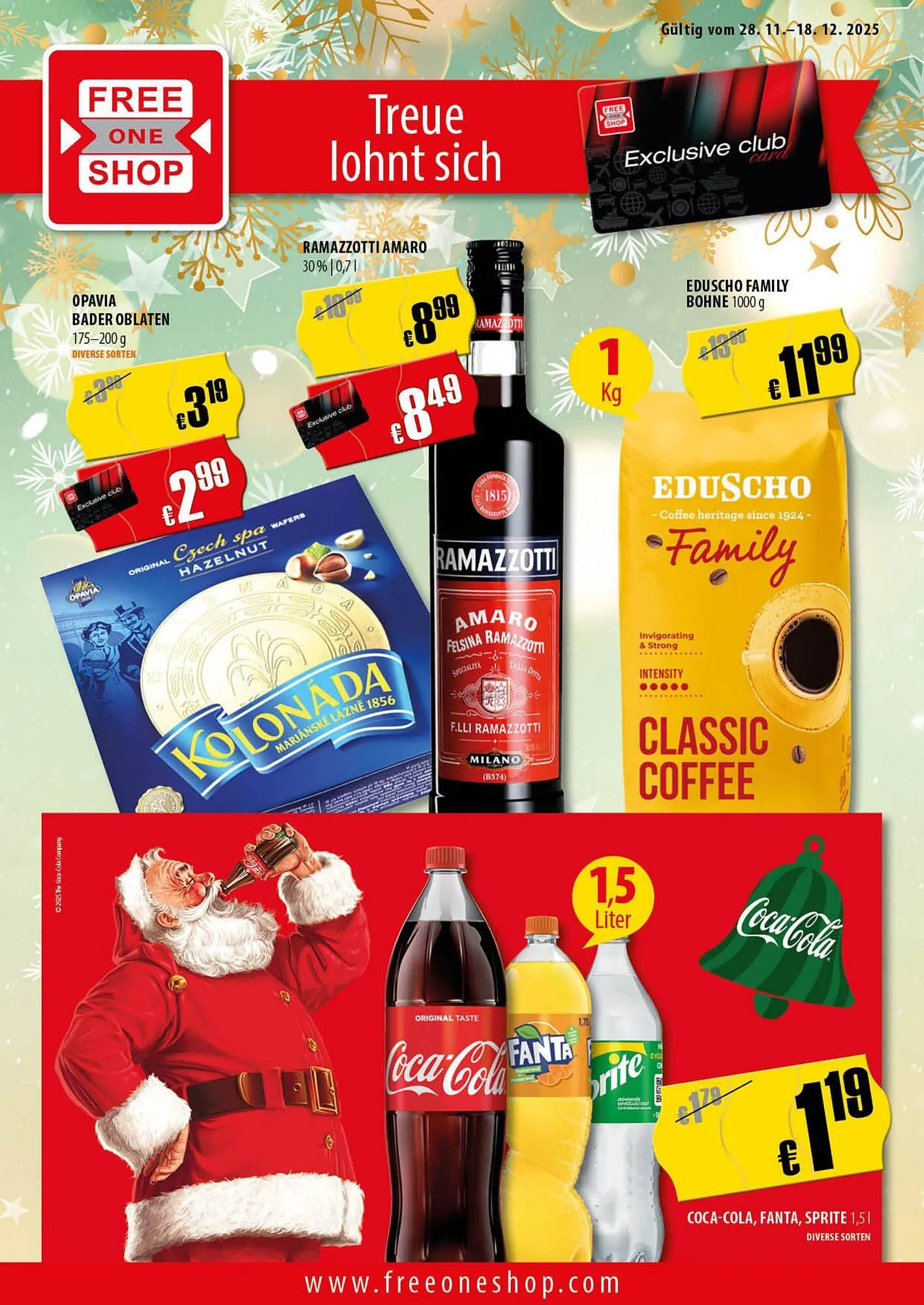FreeOneShop Prospekt von 28. November bis 18. Dezember 2025 - Prospekt seite 1