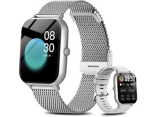 RAYOFI ZL54J Smartwatch Silikon, 22 mm, Schwarz/Gold/Silver