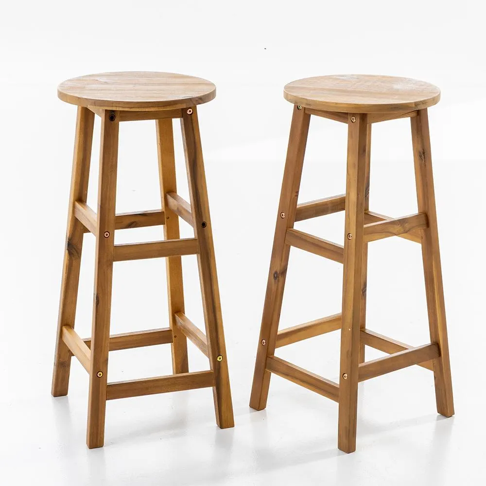 2er-Set Barstuhl aus Akazienholz, ca. 34 x 34 x 76 cm - Braun