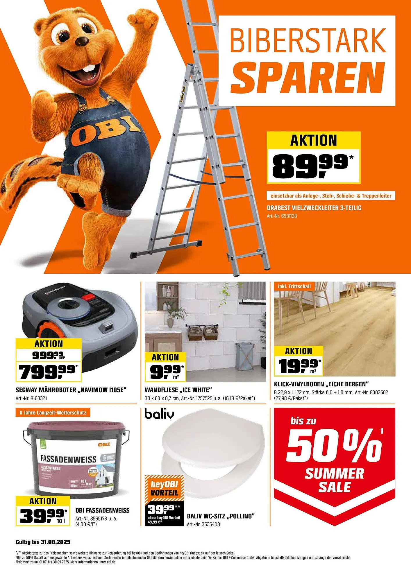 OBI Prospekt von 14. August bis 31. August 2025 - Prospekt seite 1