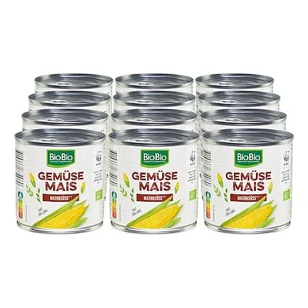 BioBio Gemüsemais 285 g Abtropfgewicht, 12er Pack