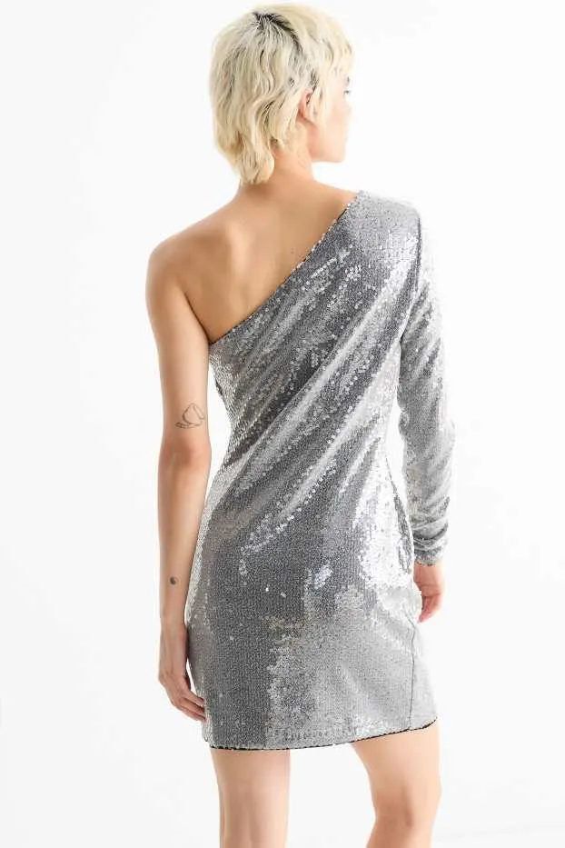 One-shoulder sequin dress