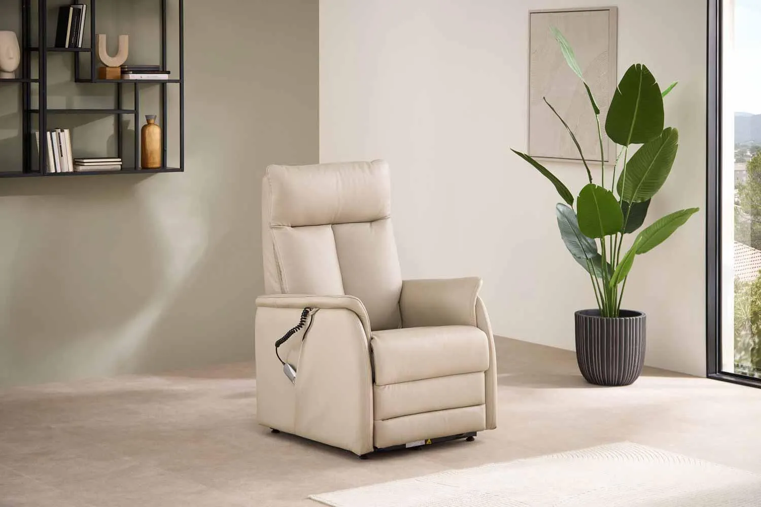 Relaxsessel mit 2-motoren Relaxfunktion und Aufstehhilfe Leder