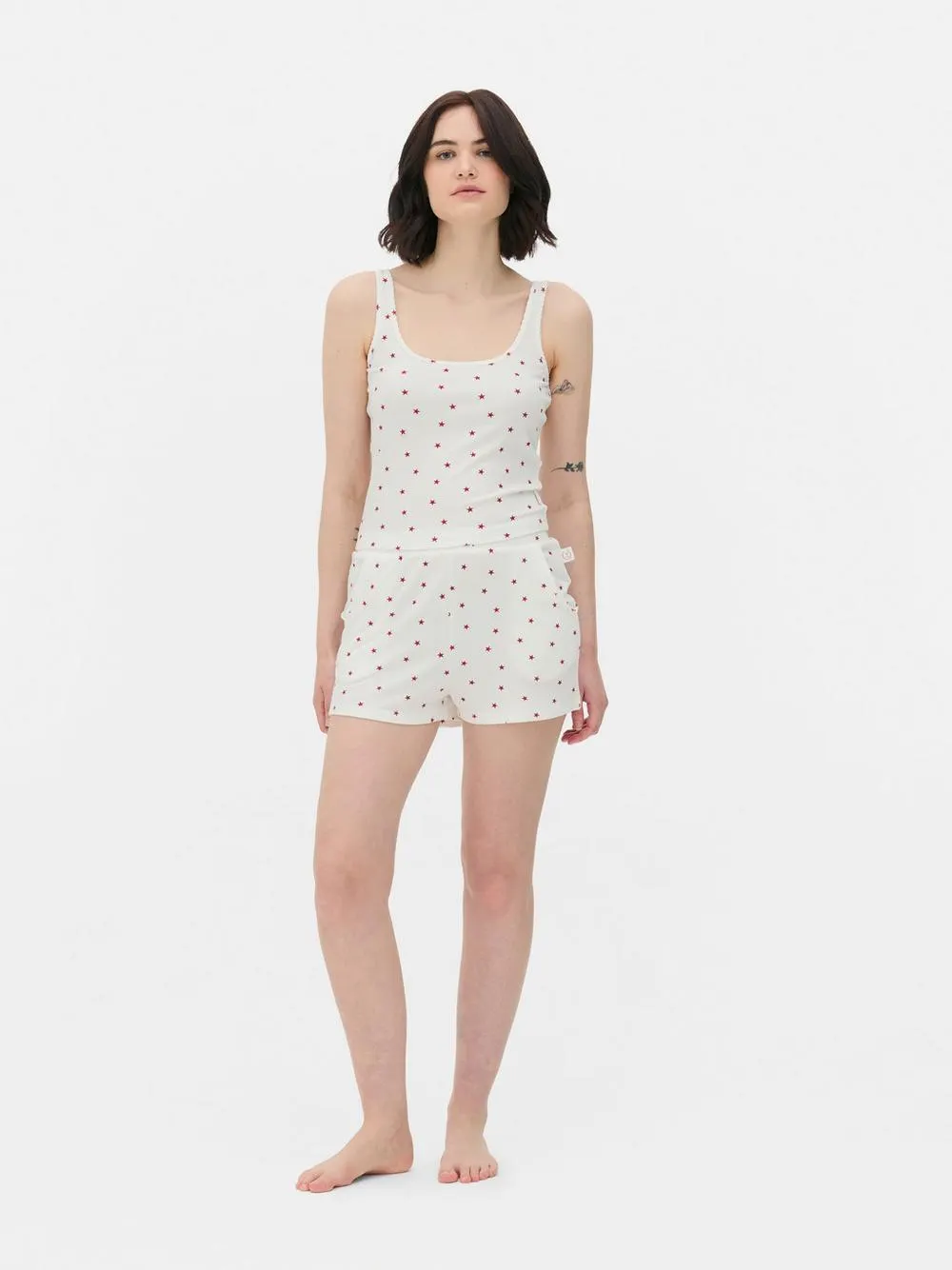 Geripptes Trägertop mit Sternenmuster